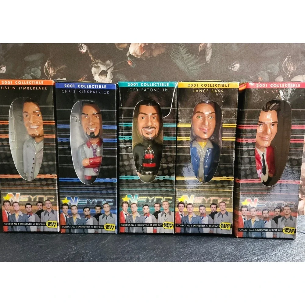 Vtg NSYNC Best Buy Exclusive Collectible Bobblehead Dolls W Boxes FULL SET 2001